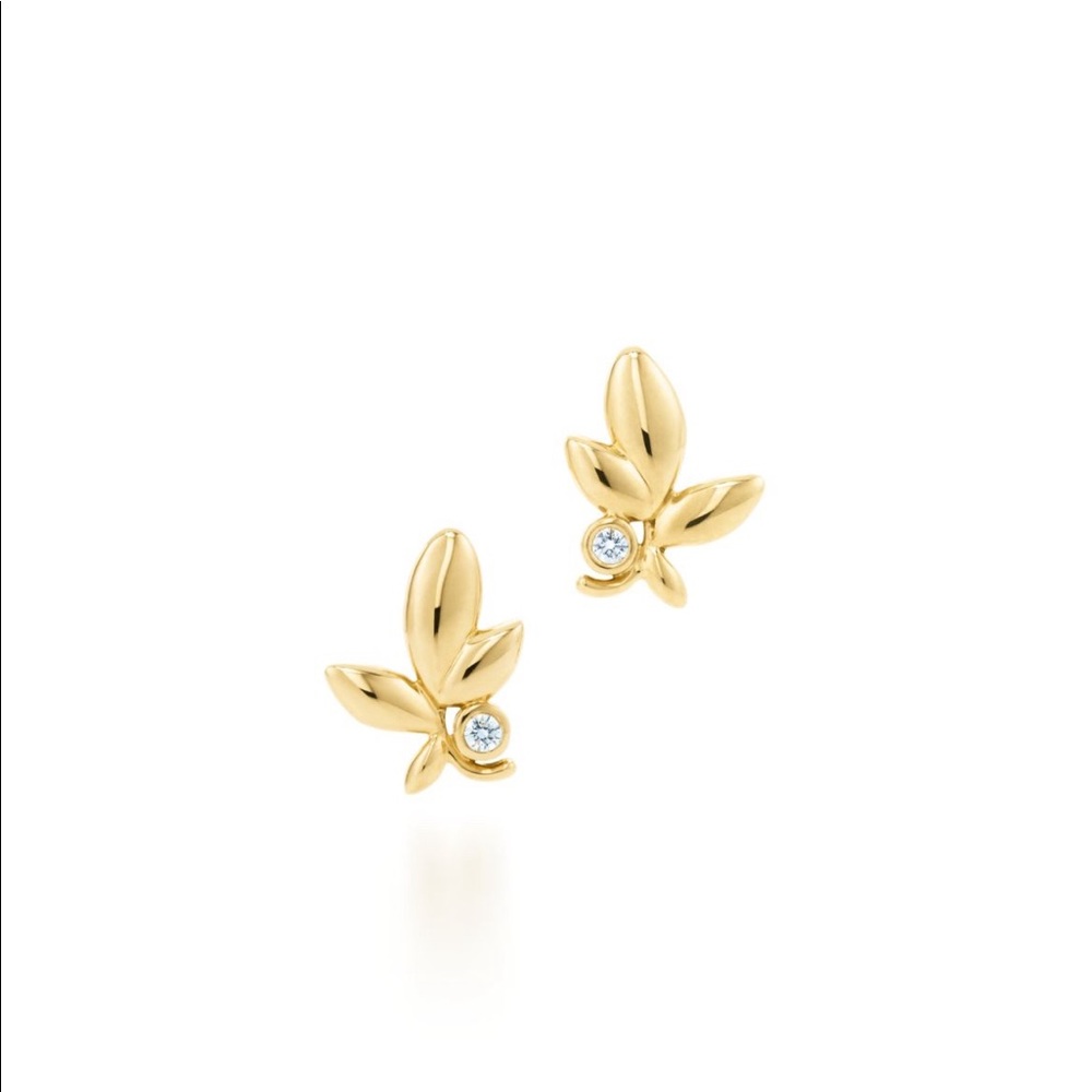 Olive leaf Tiffany & Co rose gold earring